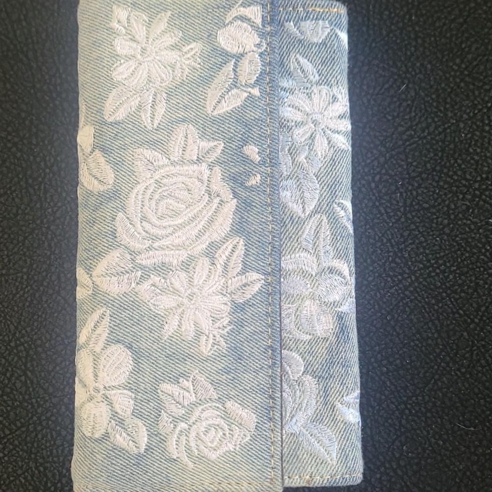 PATRICIA NASH EMBROIDERED DENIM WALLET